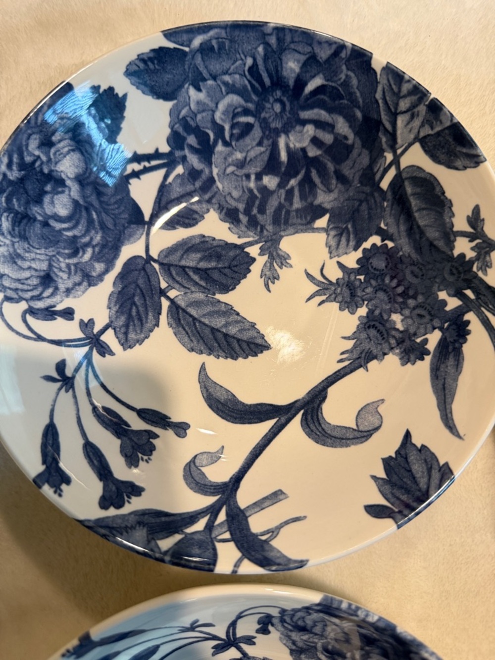 Blue Floral  Dinner Bowls - Elegant Set of 4 - Picture 6 of 8